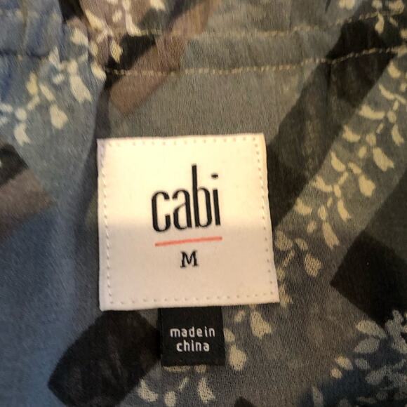 Cabi Graph Trellis gray taupe striped floral sleeveless top size Medium #3451 - Picture 9 of 15